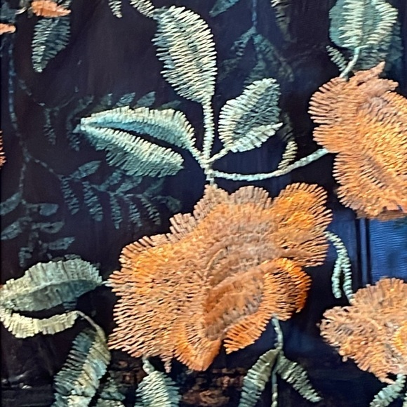 Nwt! Gorgeous maxi dress, see through with embroidered flowers - Picture 4 of 11